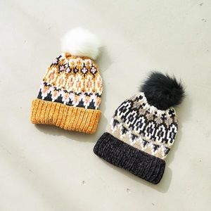 NWT Free People Beanie (one size) Charlet Fairisle Pom Beanie